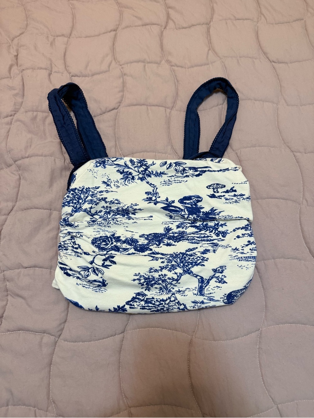 Free People Navy and White Toile Crop Tank